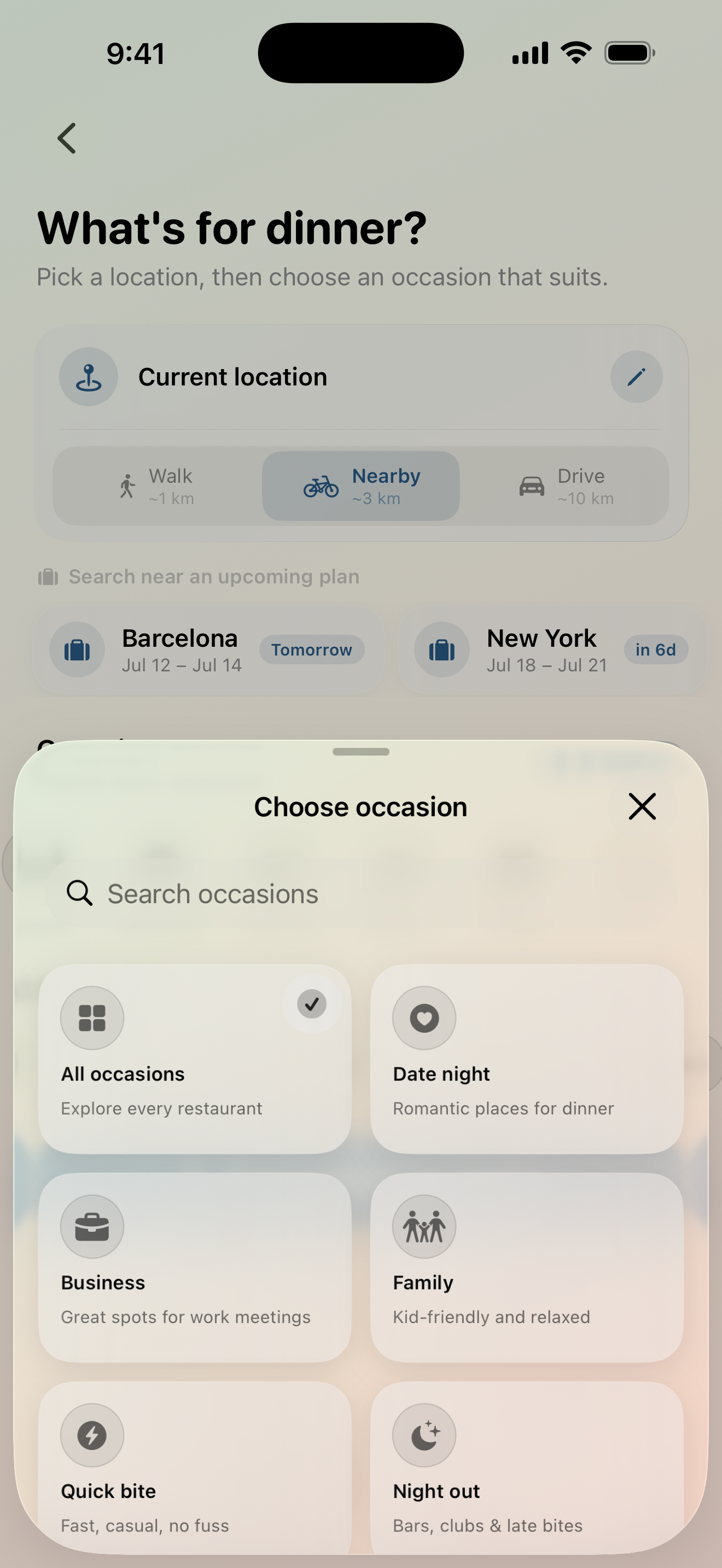 Maveon occasions screen